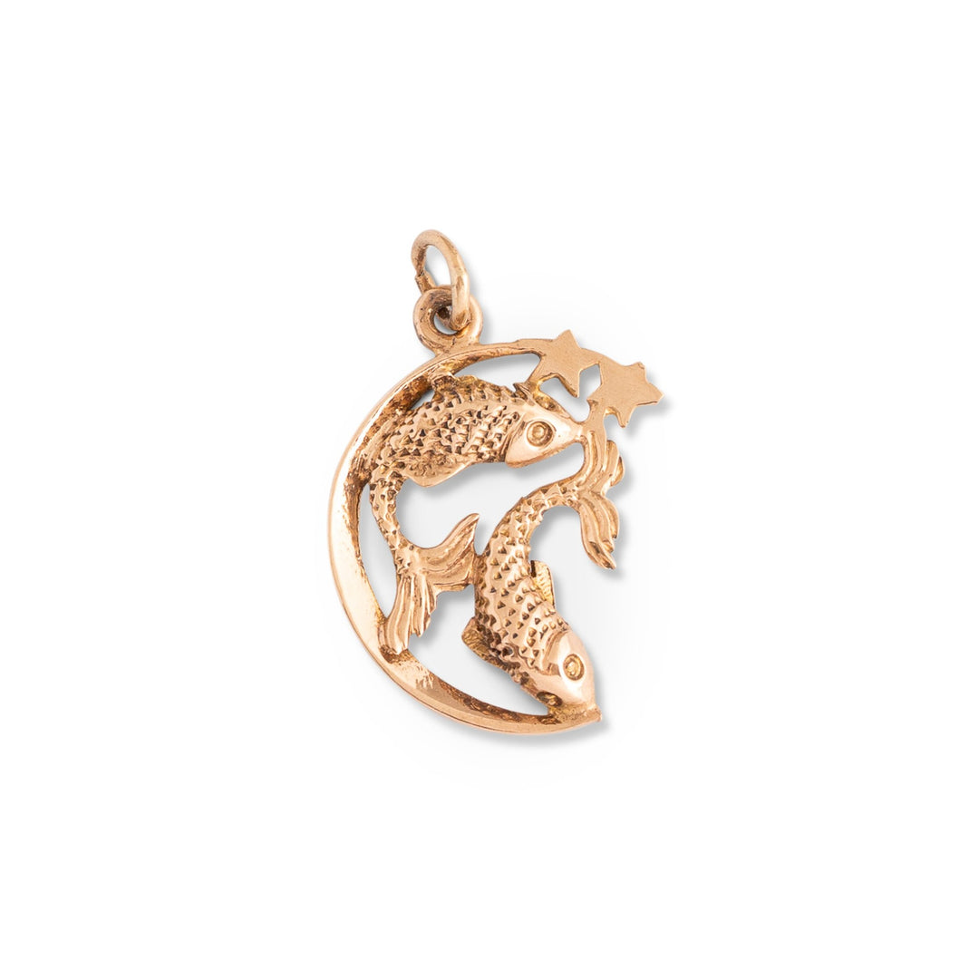 Pisces and Half Moon 9k Gold Zodiac Charm