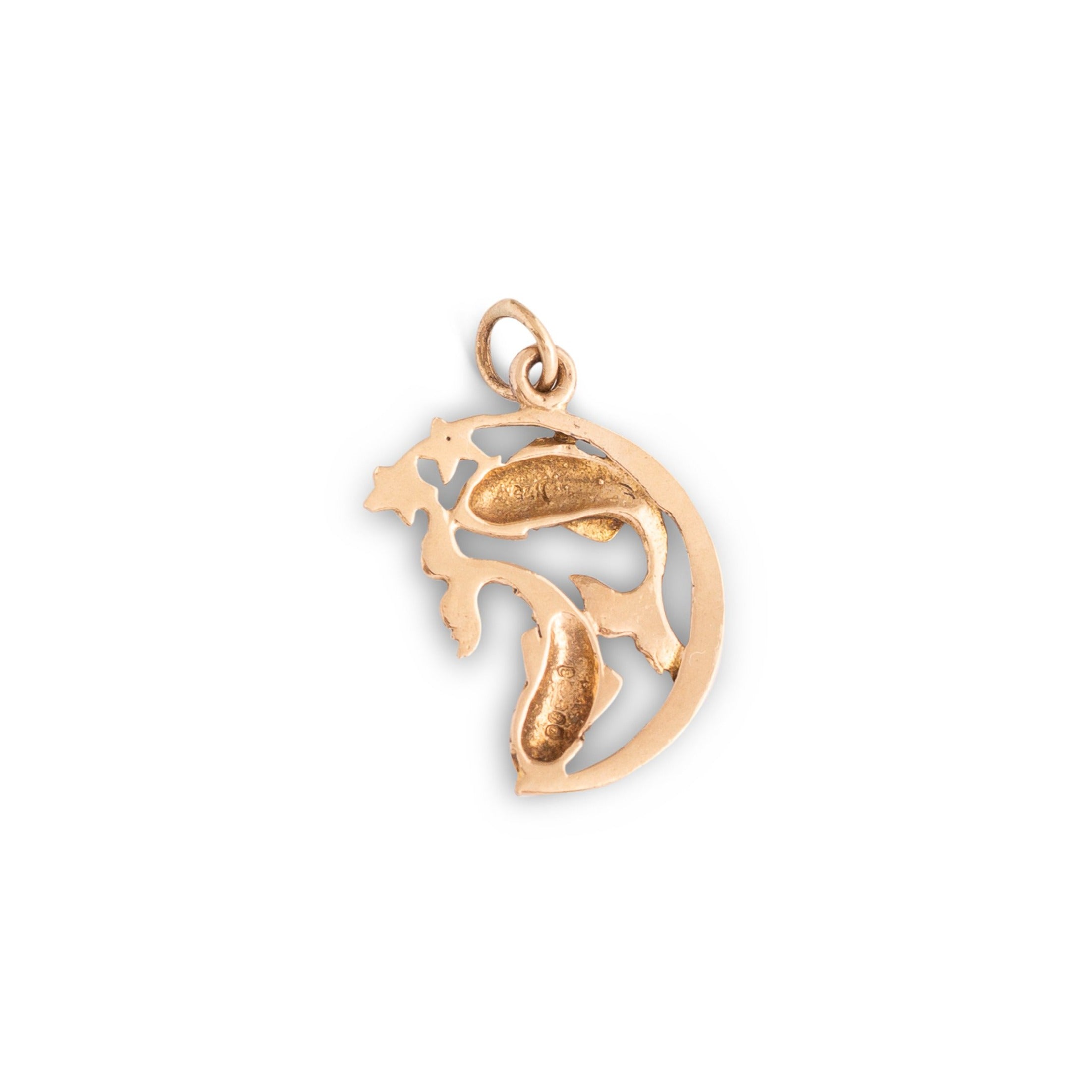 Pisces and Half Moon 9k Gold Zodiac Charm