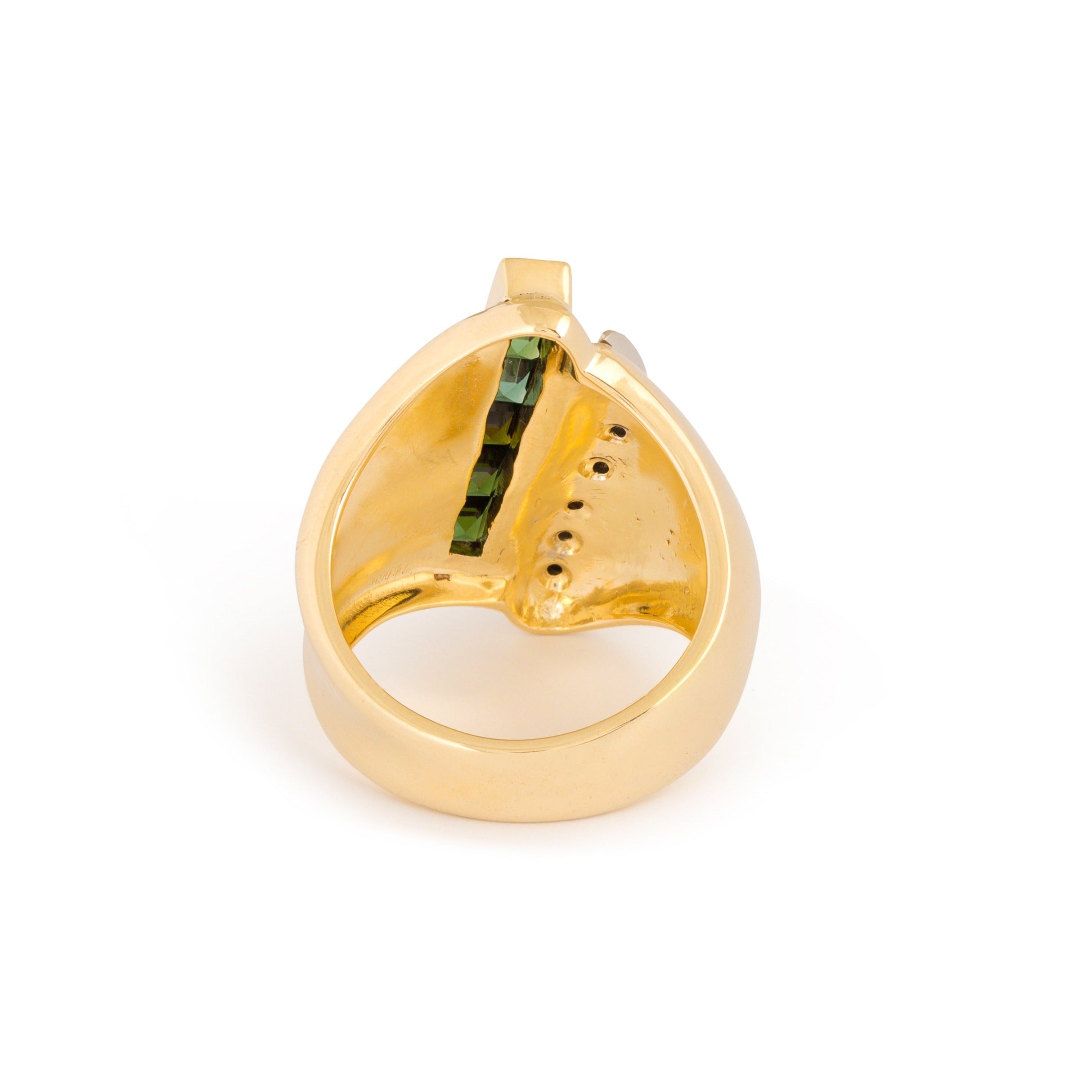 Tourmaline and Diamond 14k Gold Cocktail Ring