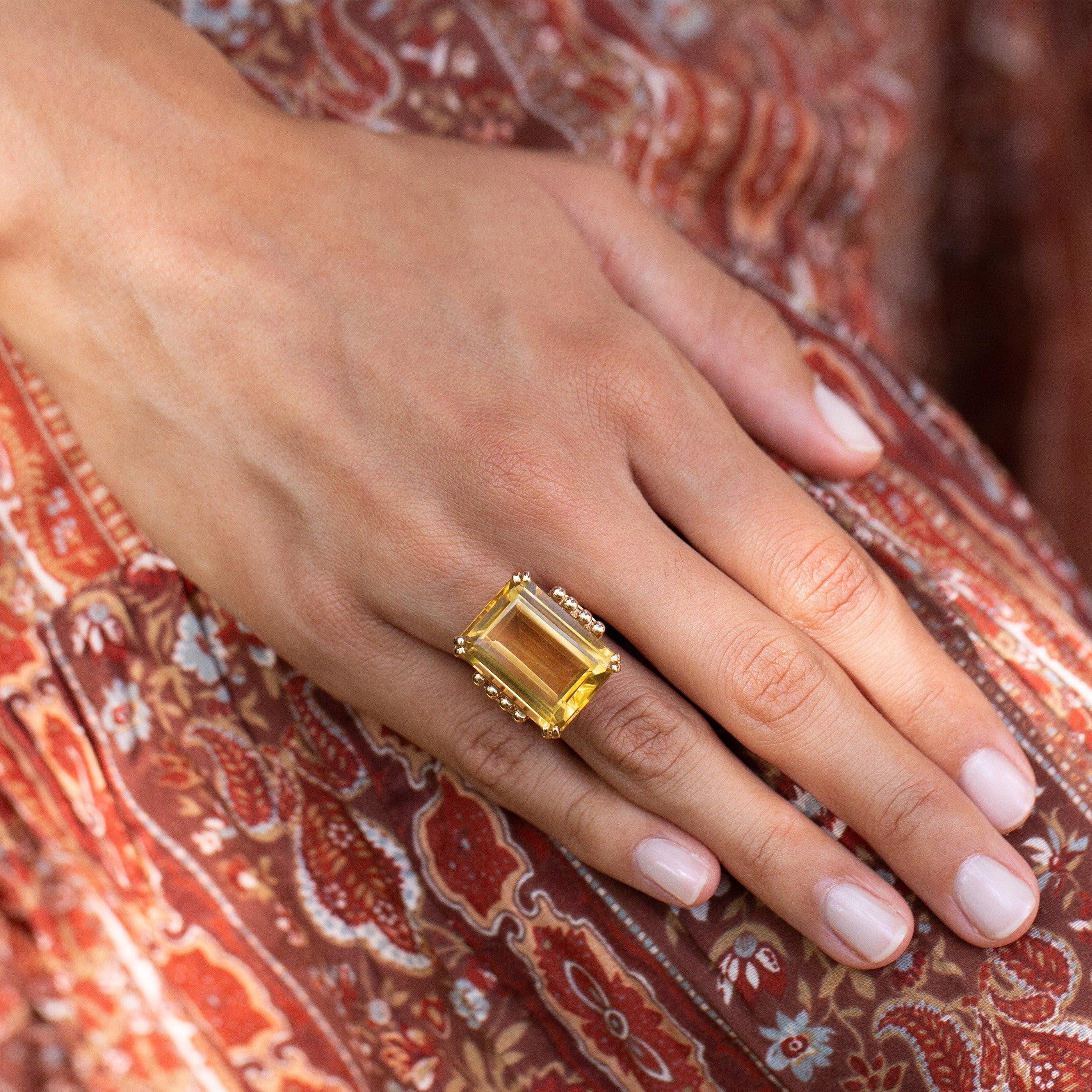 Citrine and 14k Gold Cocktail Ring