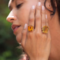 Citrine and Stepped 14k Gold Ring