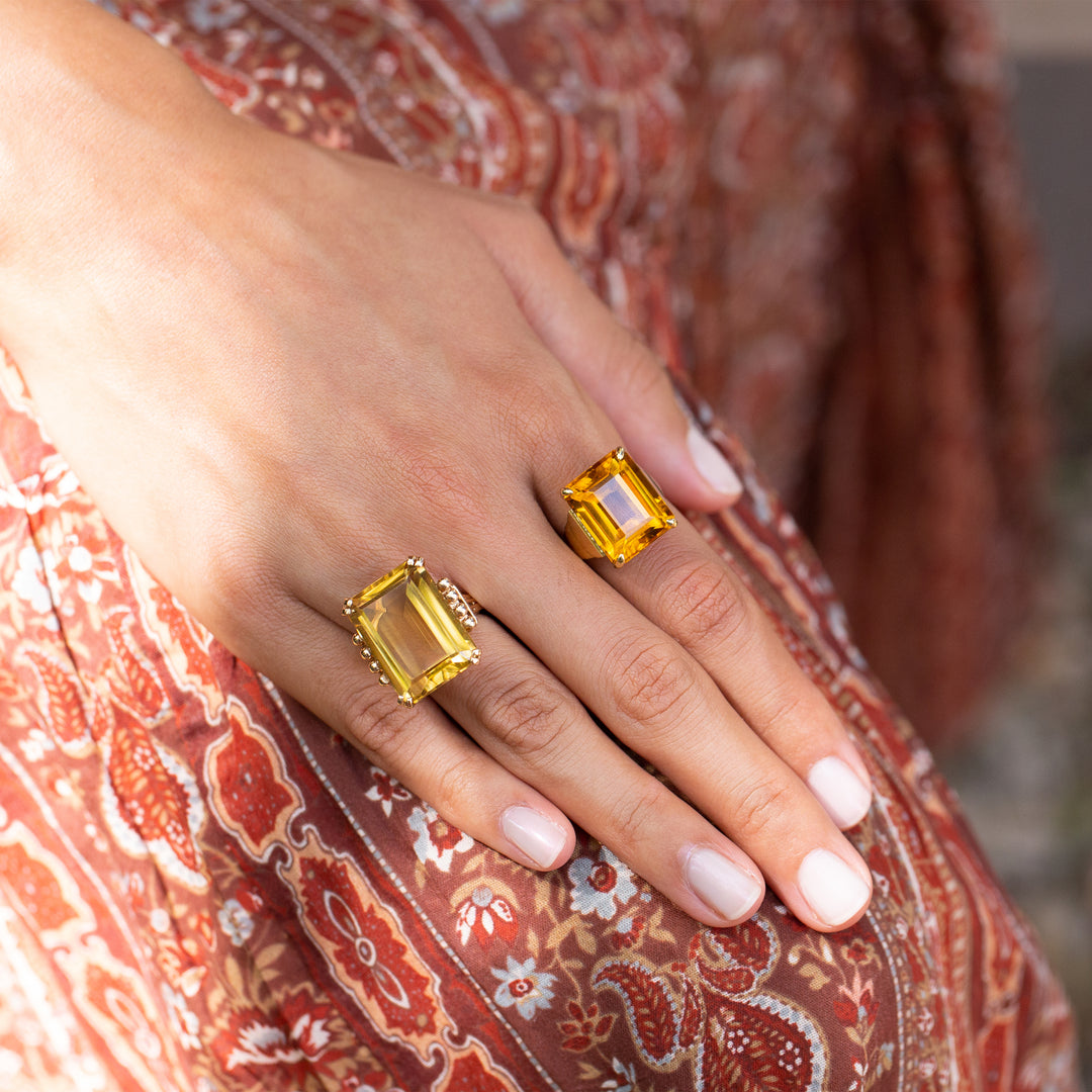 Citrine and Stepped 14k Gold Ring