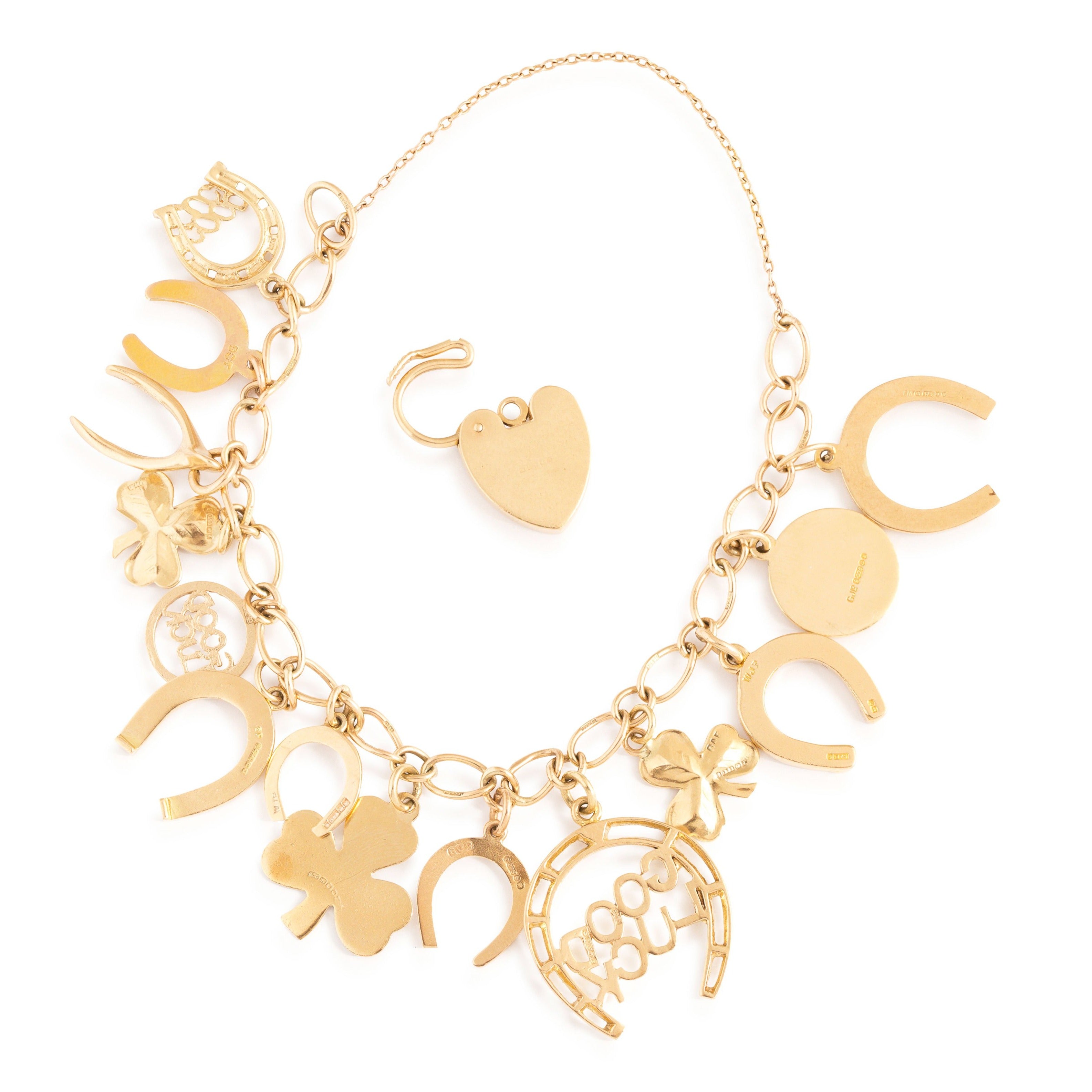 Bracelets, Jewellery, Vintage Design • 9k Yellow Gold Charm