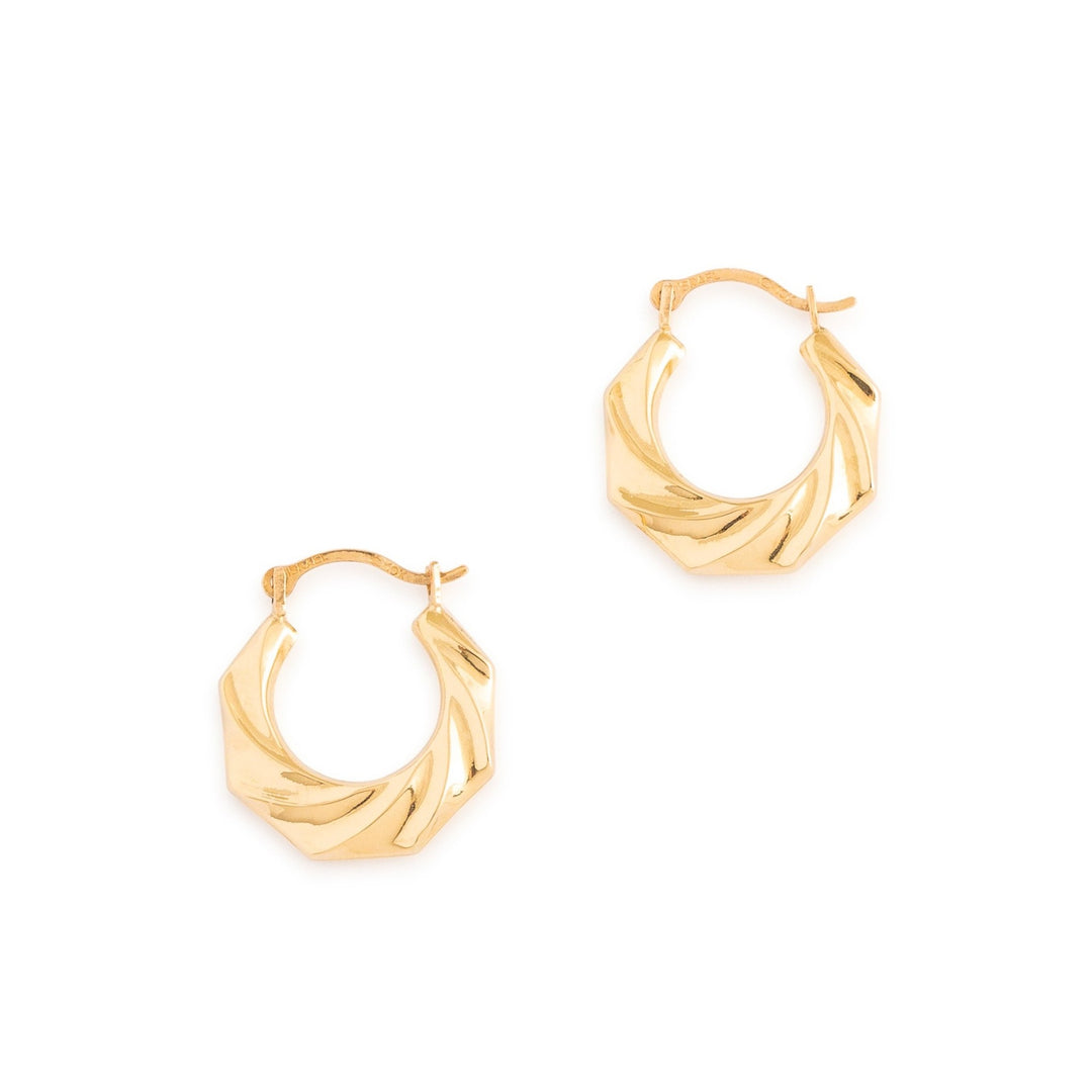 Wavy 10k Gold Petite Hoop Earrings