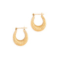 Ribbed 14k Gold Hoop Earrings