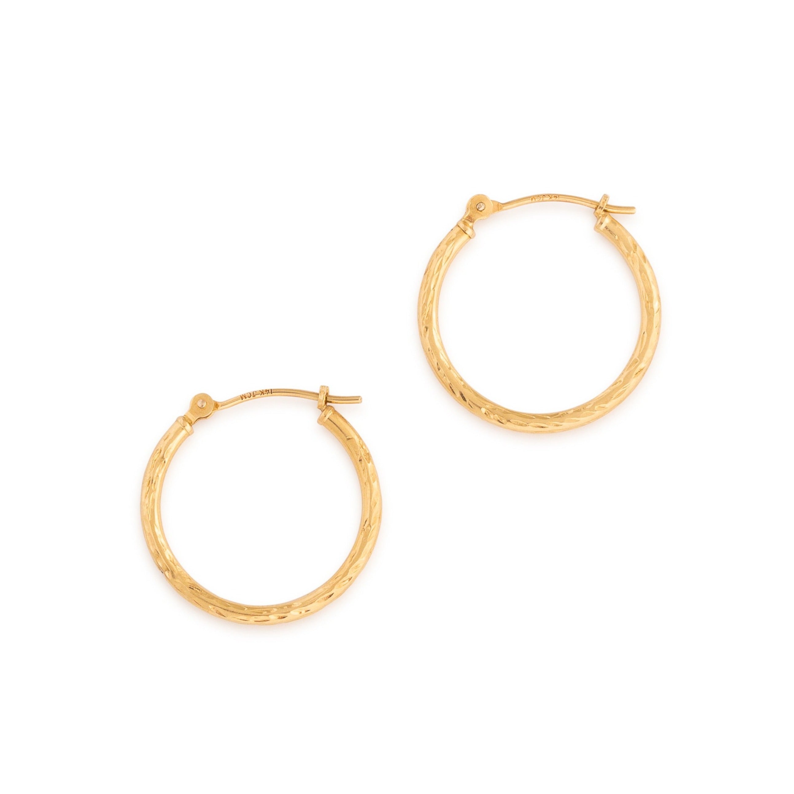 Diamond Cut 14k Gold Hoop Earrings