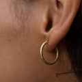Matte 14k Gold Engraved Hoop Earrings