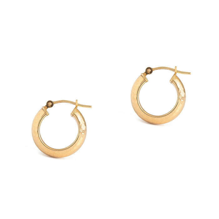 Hammered 14k Gold Petite Hoop Earrings