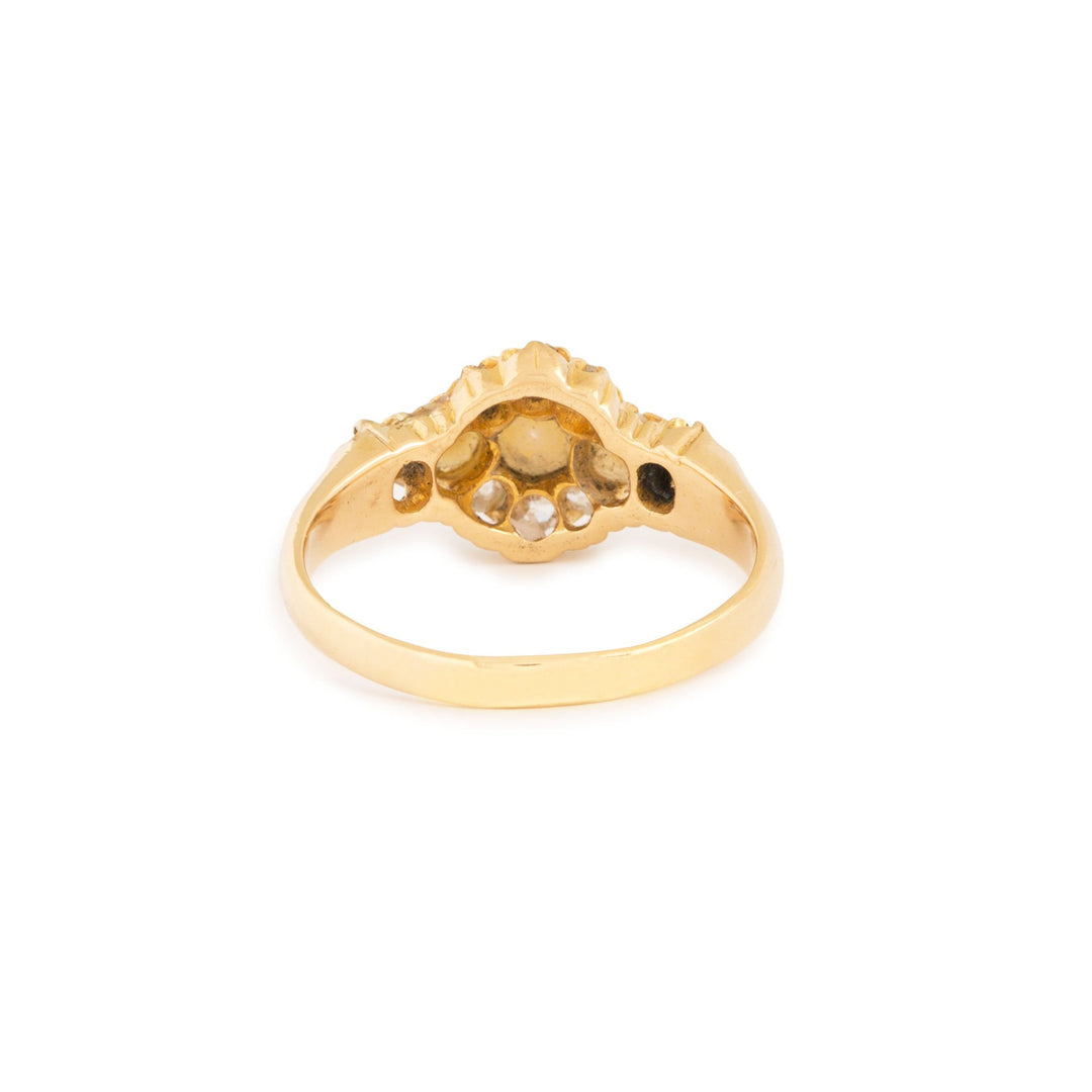 Victorian Pearl, Old Mine Cut Diamond, and 14k Gold Ring