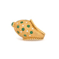 Emerald and Diamond 18k Gold Dome Ring