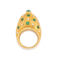 Emerald and Diamond 18k Gold Dome Ring