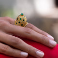 Emerald and Diamond 18k Gold Dome Ring