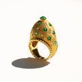 Emerald and Diamond 18k Gold Dome Ring