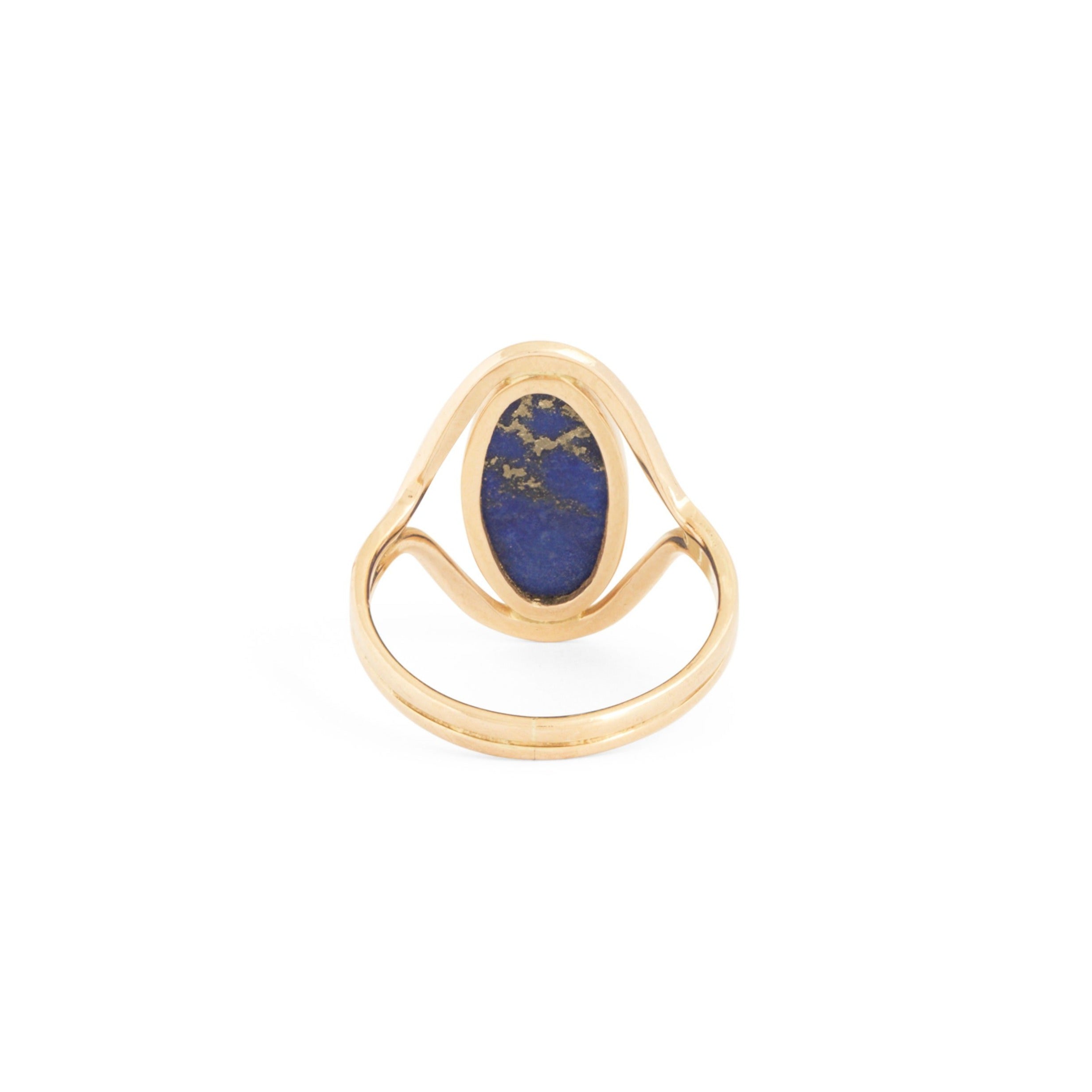 Lapis Lazuli and 14k Gold Split Shank Ring