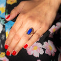 Lapis Lazuli and 14k Gold Split Shank Ring