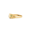 English Diamond and Peridot 18k Gold Gypsy Ring