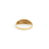 English Diamond and Peridot 18k Gold Gypsy Ring