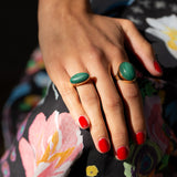 English Malachite and 9k Gold Ring