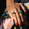 Large Malachite 9k Gold Ring