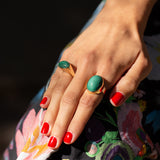 English Malachite and 9k Gold Ring