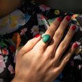 Large Malachite 9k Gold Ring