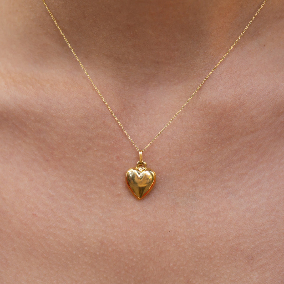 Italian Puffy Heart 18k Gold Charm