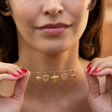 Garnet and Textured 14k Gold Heart Charm