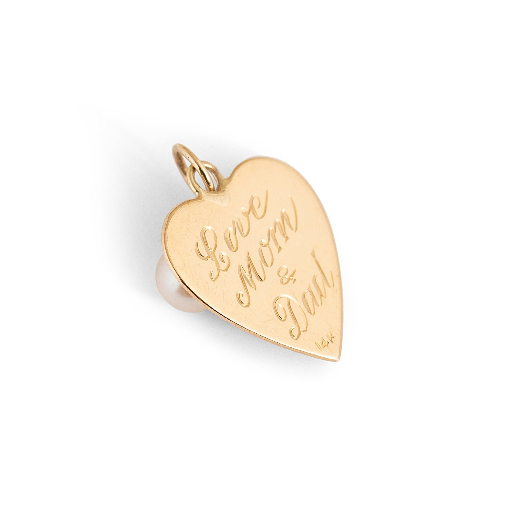 Heart Disc 14k Gold and Pearl Charm