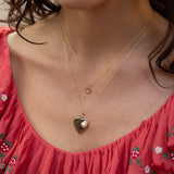 Heart Disc 14k Gold and Pearl Charm