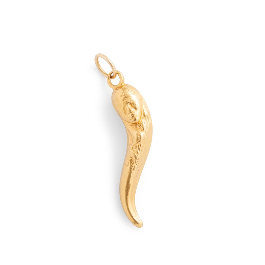 Cornicello With Face 14K Gold Charm