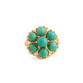 Green Turquoise And 14k Gold Cluster Ring