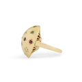Starburst Diamond, Emerald, Ruby, and Sapphire 14k Gold Dome Ring