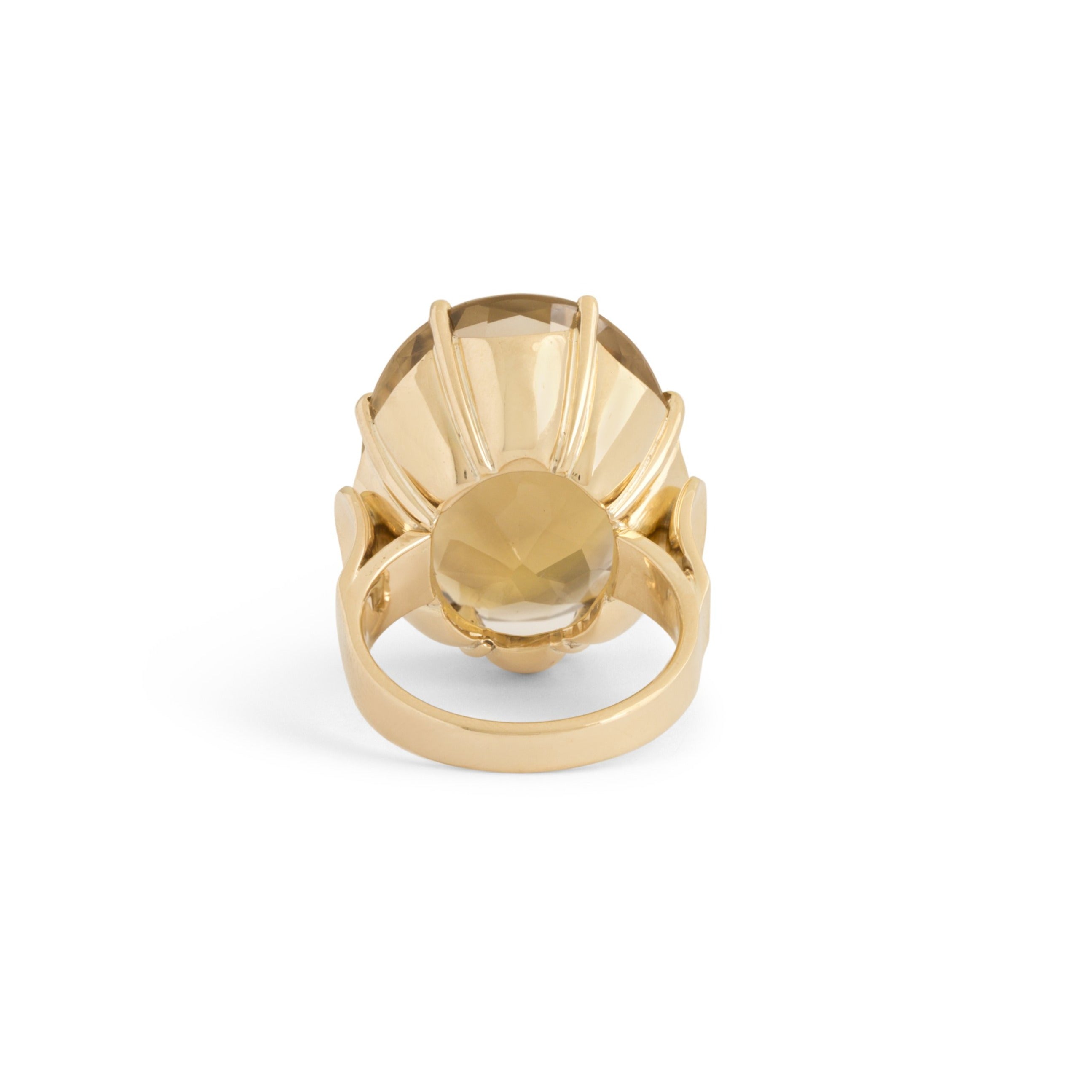 Large Oval Citrine 14k Gold Cocktail Ring