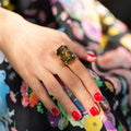 Large Smoky Quartz 14k Gold Cocktail Ring