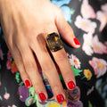 Large Smoky Quartz 14k Gold Cocktail Ring