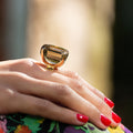 Large Smoky Quartz 14k Gold Cocktail Ring