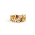 Textured 14k Gold and Diamond Ring