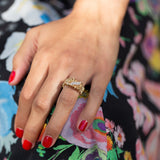 Textured 14k Gold and Diamond Ring