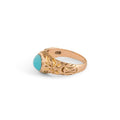 Victorian Turquoise And 14k Gold Engraved Face Ring