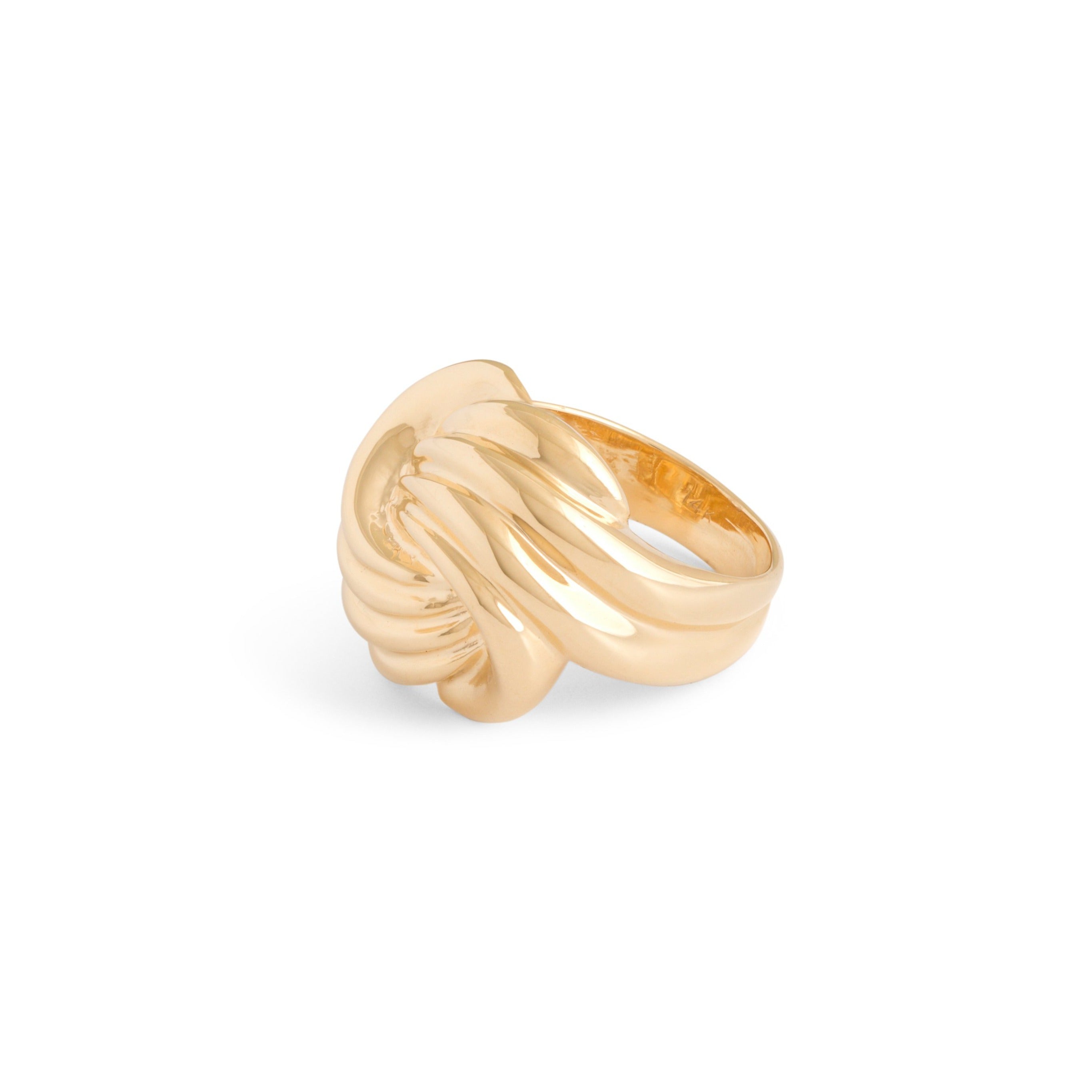 Abstract Swirl 14k Gold Dome Ring
