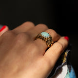 Textured 14k Gold And Opal Ring