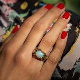 Textured 14k Gold And Opal Ring