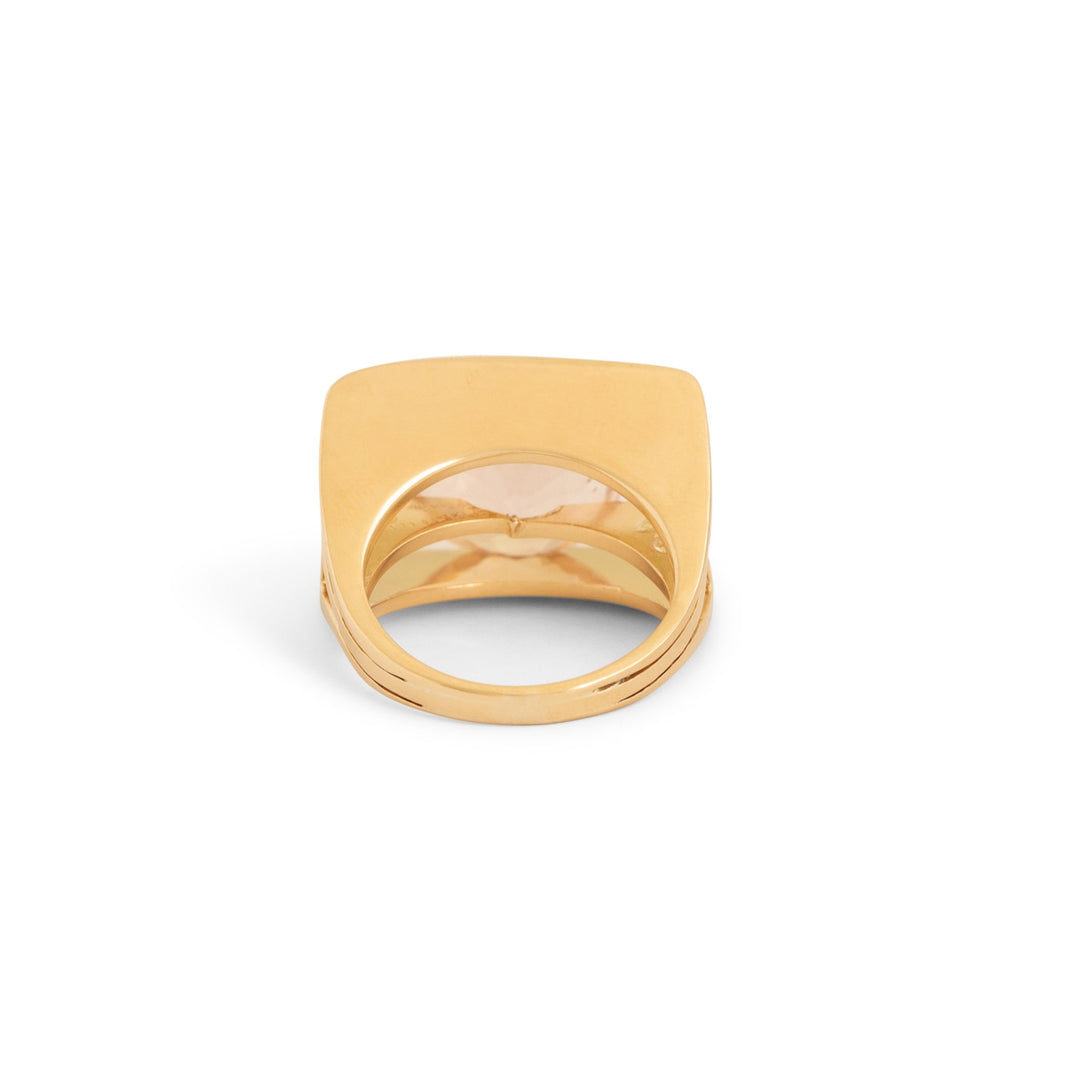 Rose Quartz and 14k Gold Sculptural Ring