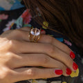 Rose Quartz and 14k Gold Sculptural Ring