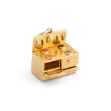 "Hot Stuff" Movable Stove Enamel and 14k Gold Charm