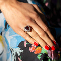 Garnet Heart and Diamond 14k Gold Cluster Ring