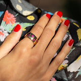 Ruby Starburst and 14k Gold Wide Band