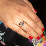 Old Mine Cut Diamond Cluster and Platinum Ring