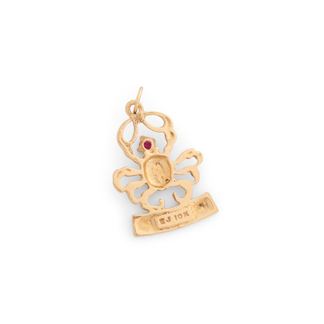 Cancer Ruby and 10k Gold Zodiac Charm