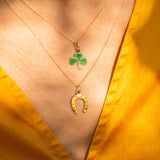 Victorian Enamel Clover and 14k Gold Charm